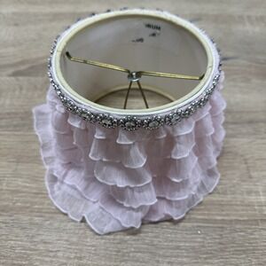 Mini Drum Lamp Shade Pink Flutter Jeweled. 1 Small Stain. See Pictures